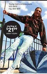 JC Penney Young men's arizona jeans offer