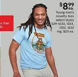 JC Penney Young men's novelty tees select styles offer