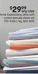 JC Penney Home expressions ultra-soft cotton percale sheet set offer