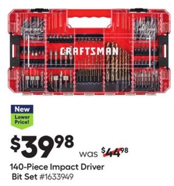 Lowe's 140-piece impact driver bit set offer