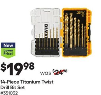 Lowe's 14-piece titanium twist drill bit set offer