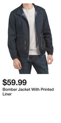 TJ Maxx Bomber jacket with printed liner offer