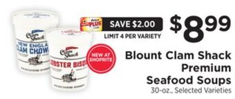ShopRite Clam shack premium seafood soups offer
