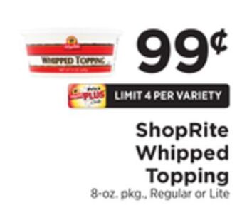 ShopRite Whipped topping offer