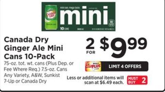 ShopRite Ginger ale mini cans 10-pack offer