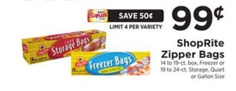 ShopRite Zipper bags offer