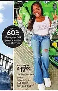 JC Penney Juniors' arizona jeans select styles offer