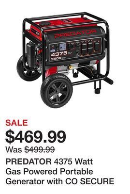 Harbor Freight Tools 4375 watt gas powered portable generator with co secure technology, epa offer