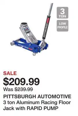 Harbor Freight Tools 3 ton aluminum racing floor jack with rapid pump offer