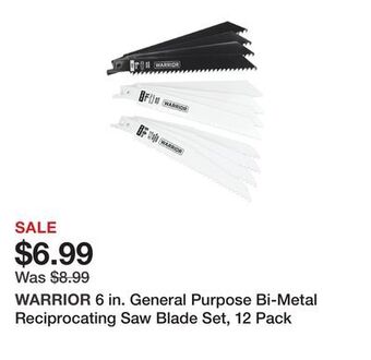 6 in. general purpose bi-metal reciprocating saw blade set, 12 pack
