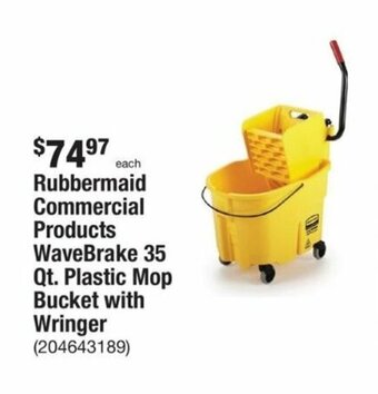 The Home Depot Rubbermaid Commercial Products WaveBrake 35 Qt. Plastic Mop Bucket with Wringer offer