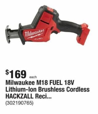 The Home Depot Milwaukee M18 Fuel 18V Lithium-Ion Brushless Cordless Hackzall Reci... offer