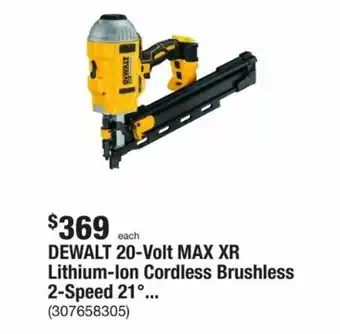 The Home Depot Dewalt 20-Volt Max XR Lithium-Ion Cordless Brushless 2-Speed 21°... offer