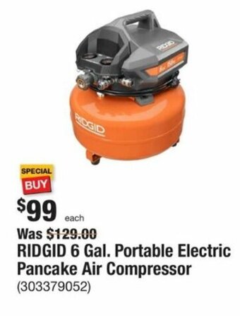 The Home Depot Ridgid 6 Gal. Portable Electric Pancake Air Compressor offer