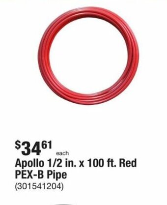 The Home Depot Apollo 1/2 in. x 100 ft. Red PEX-B Pipe offer