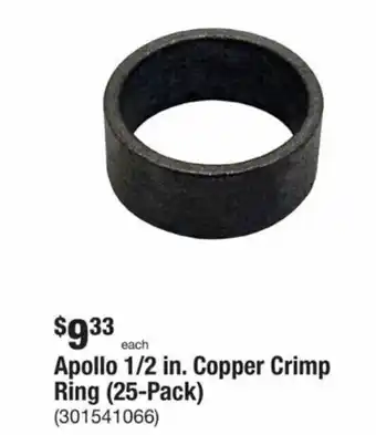 The Home Depot Apollo 1/2 in. Copper Crimp Ring ( 25-Pack ) offer