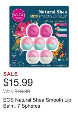 Costco Eos natural shea smooth lip balm, 7 spheres offer