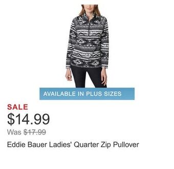 Costco Eddie bauer ladies' quarter zip pullover offer