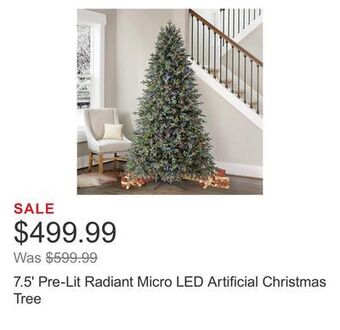 Costco 7.5' pre-lit radiant micro led artificial christmas tree offer