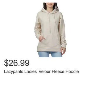 Costco Lazypants ladies' velour fleece hoodie offer