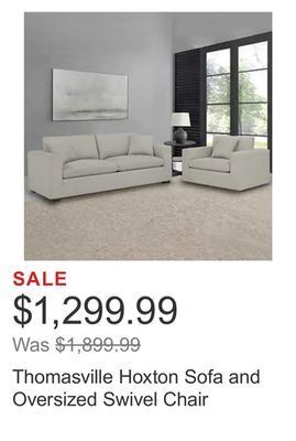 Costco Thomasville hoxton sofa and oversized swivel chair offer