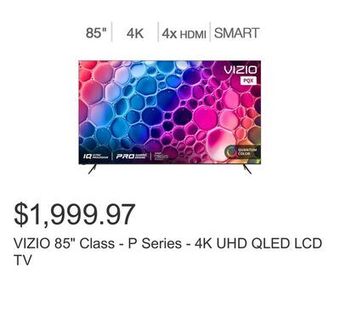Costco Vizio 85" class - p series - 4k uhd qled lcd tv offer