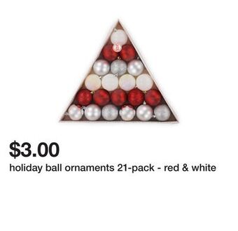 Five Below Holiday ball ornaments 21-pack - red & white offer