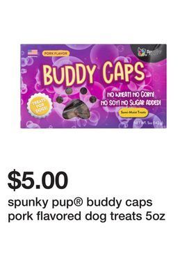 Five Below Spunky pup® buddy caps pork flavored dog treats 5oz offer