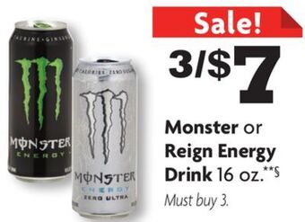 Family Dollar Monster or reign energy drink offer