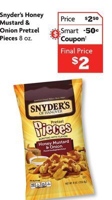Family Dollar Snyder's honey mustard & onion pretzel pieces offer