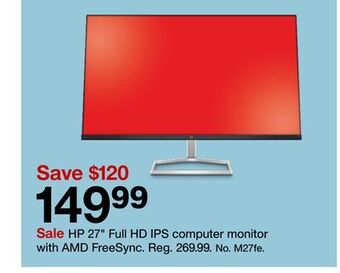 Target Hp 27" full hd ips computer monitor with amd freesync offer
