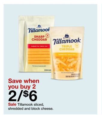 Target Tillamook sliced, shredded and block cheese offer