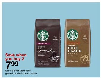 Target Select starbucks ground or whole bean coffee offer