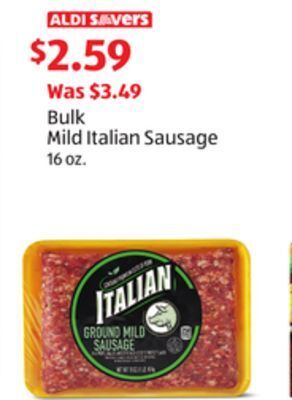 Aldi Bulk mild italian sausage offer