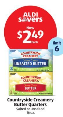 Aldi Countryside creamery butter quarters offer