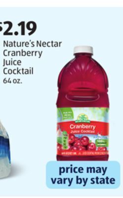 Aldi Nature's nectar cranberry juice cocktail offer