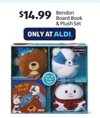 Aldi Bendon board book & plush set offer