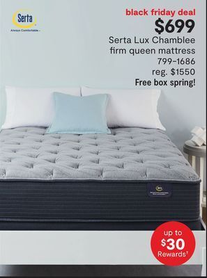 JC Penney Serta lux chamblee firm queen mattress offer