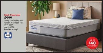 JC Penney Sealy lacey hybrid queen mattress set offer