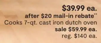 JC Penney Cooks 7-qt. cast iron dutch oven offer