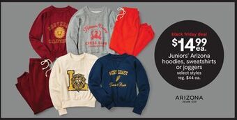 JC Penney Juniors' arizona hoodies, sweatshirts or joggers offer