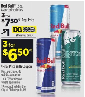 Dollar General Red bull® offer