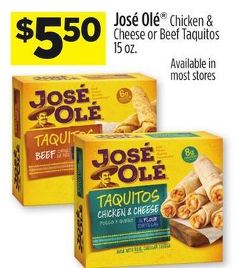 Dollar General José olé® chicken & cheese or beef taquitos offer