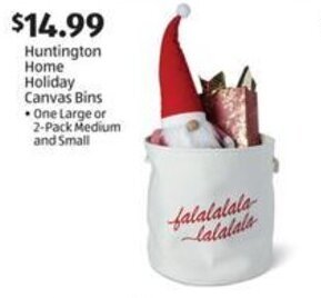 Aldi Huntington Home Holiday Canvas Bins offer
