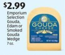 Aldi Emporium Selection Gouda, Edam or Smoked Gouda Wedge 7 oz. offer