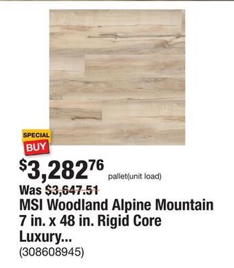 The Home Depot Msi woodland alpine mountain 7 in. x 48 in. rigid core luxury vinyl plank flooring (55 cases/1,307.35 sq. ft./pallet) offer