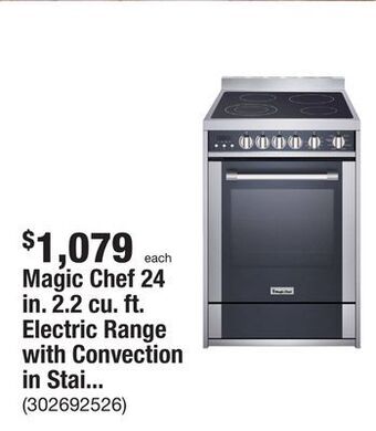 The Home Depot Magic chef 24 in. 2.2 cu. ft. electric range with convection in stainless steel offer
