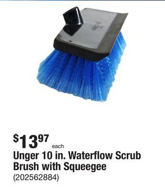 The Home Depot Unger 10 in. waterflow scrub brush with squeegee offer