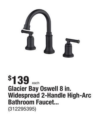 The Home Depot Glacier bay oswell 8 in. widespread 2-handle high-arc bathroom faucet in matte black offer