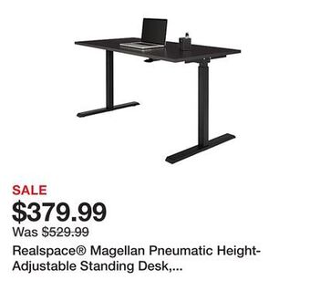 Office Depot Realspace® magellan pneumatic height-adjustable standing desk, 60"w, espresso offer